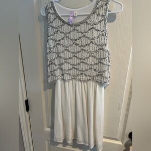 Alya Bronze and White Sleeveless Dress